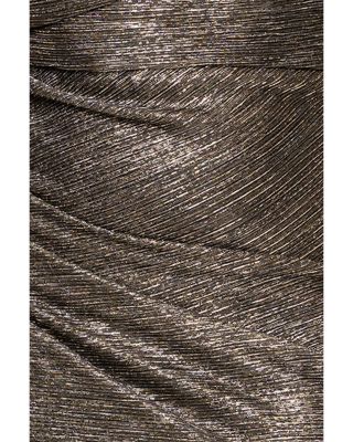 Plus One Shoulder Metallic Gown