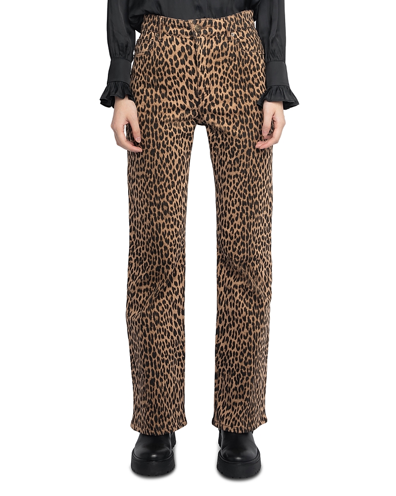 Zadig & Voltaire Evy High Rise Leopard Print Jeans In Daim In Animal Print