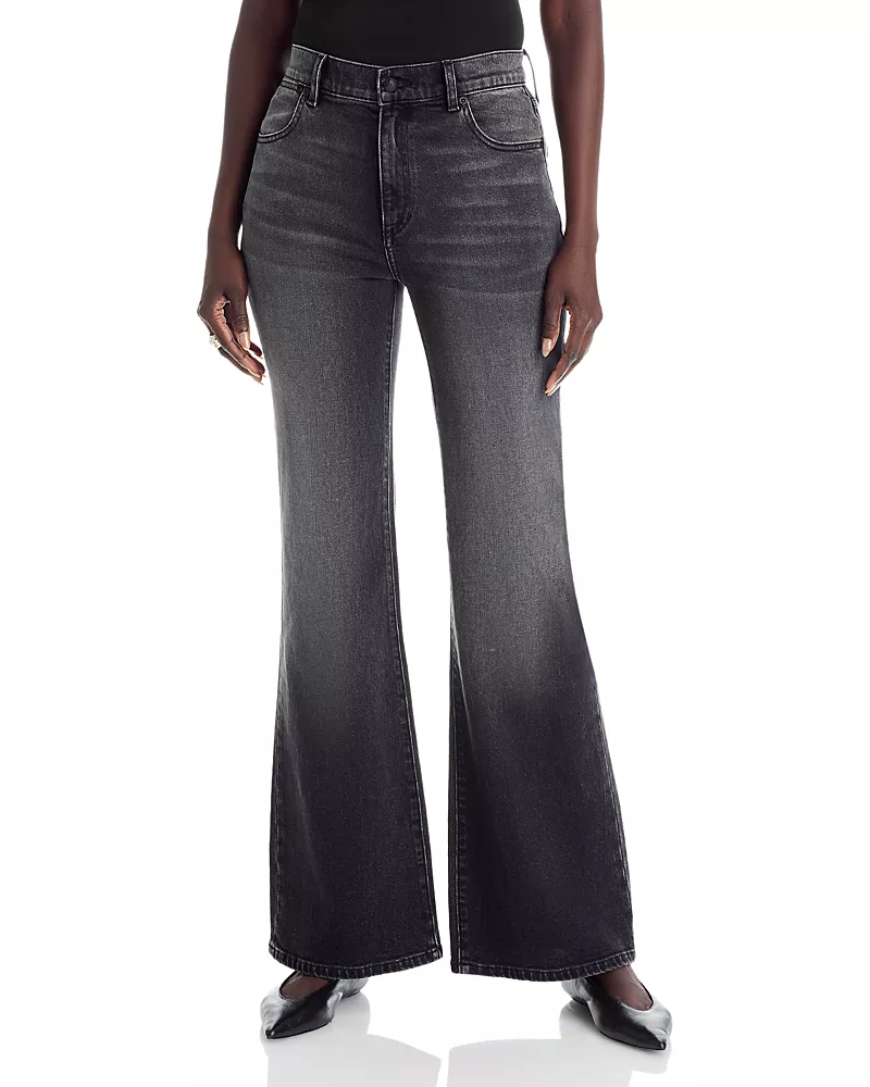 Kobi Halperin Rosie High Rise Flare Jeans in Washed Black