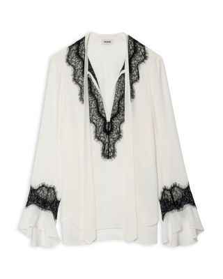 Tuan Silk Lace Trim Blouse