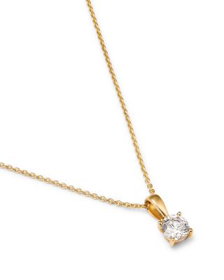 Certified Diamond Colorless Solitaire Pendant Necklace in 18K Yellow Gold, 0.50 tcw