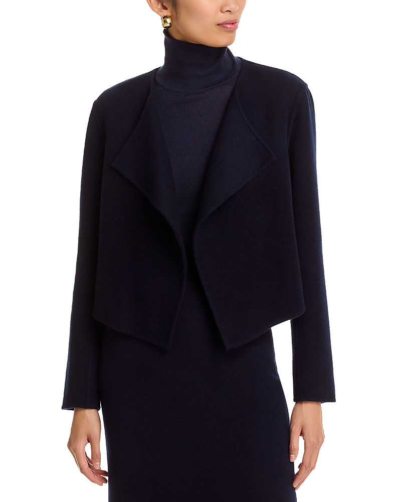 Lafayette 148 Foldover Lapel Crop Jacket In Black