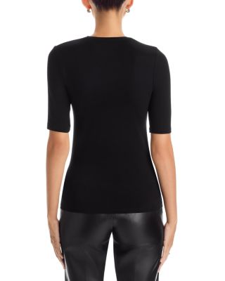 Scoop Neck Elbow Sleeve Top