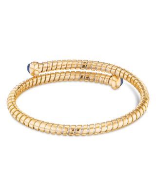 Trisolina Diamond & Sapphire Bypass Bangle in 18K Yellow Gold