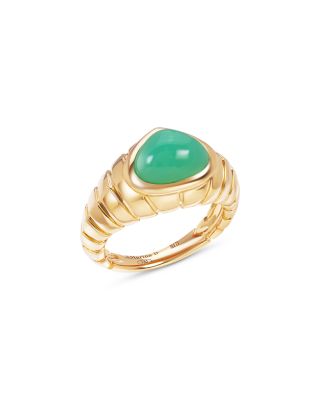 Timo Cabochon Chrysoprase Ring in 18K Yellow Gold