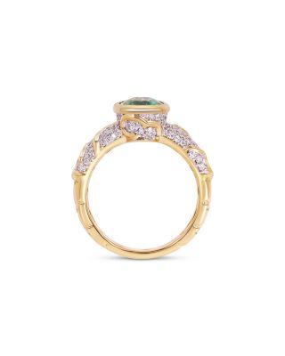 Ondine Solitaire Green Tourmaline & Diamond Ring in 18K Yellow Gold