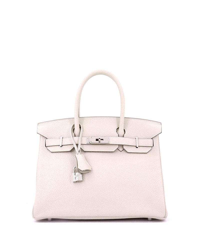 Pre-owned Pre-owned Hermes Hermes Birkin 30 Handbag Light Clemence With Palladium Hardware In White