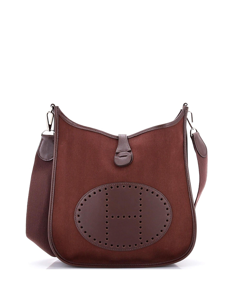 Pre-owned Pre-owned Hermes Hermes Pm Evelyne Bag Gen Ii Toile And Leather In Brown