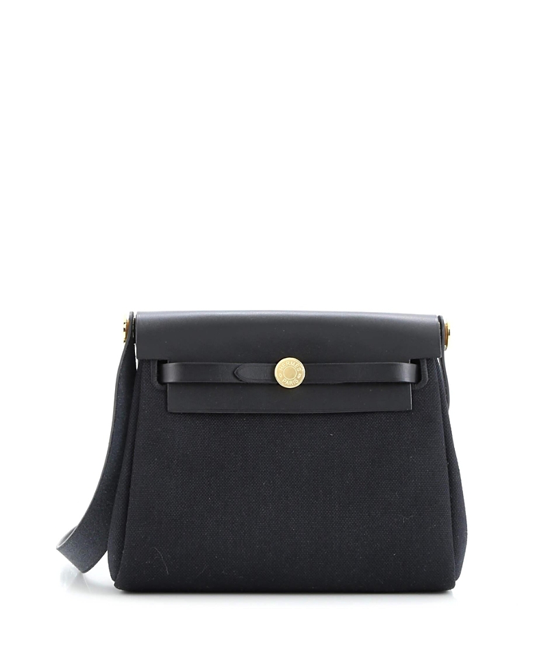 Pre-owned Pre-owned Hermes Hermes 20 Herbag Zip Toile And Leather In Black