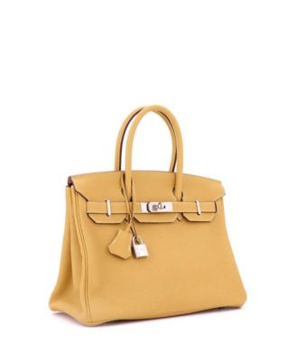 Birkin 30 Handbag Yellow Togo with Palladium Hardware