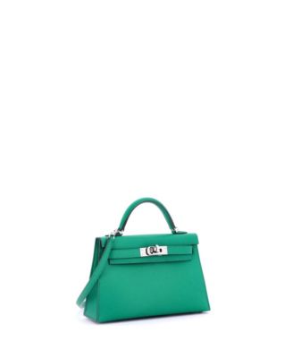 Kelly 20 Handbag Green Epsom with Palladium Hardware