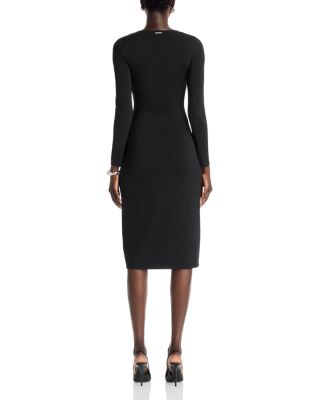 Zip Front Ruched Midi Dress