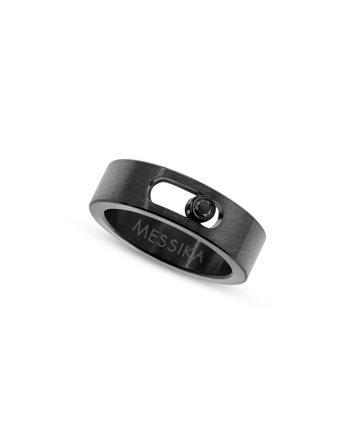 Titanium Total Black Move Diamond Small Ring, 0.06 tcw