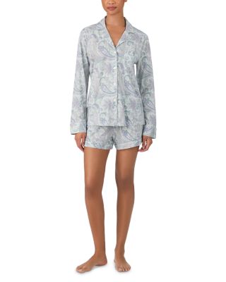 Long Sleeve Notch Collar Boxer Shorts Pajama Set