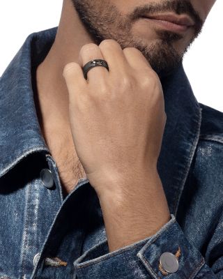 Diamond Move Titanium Graphite Small Ring in Titanium, 0.05 tcw