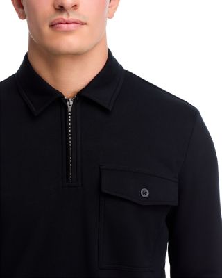 French Terry Long Sleeve Zip Polo Shirt