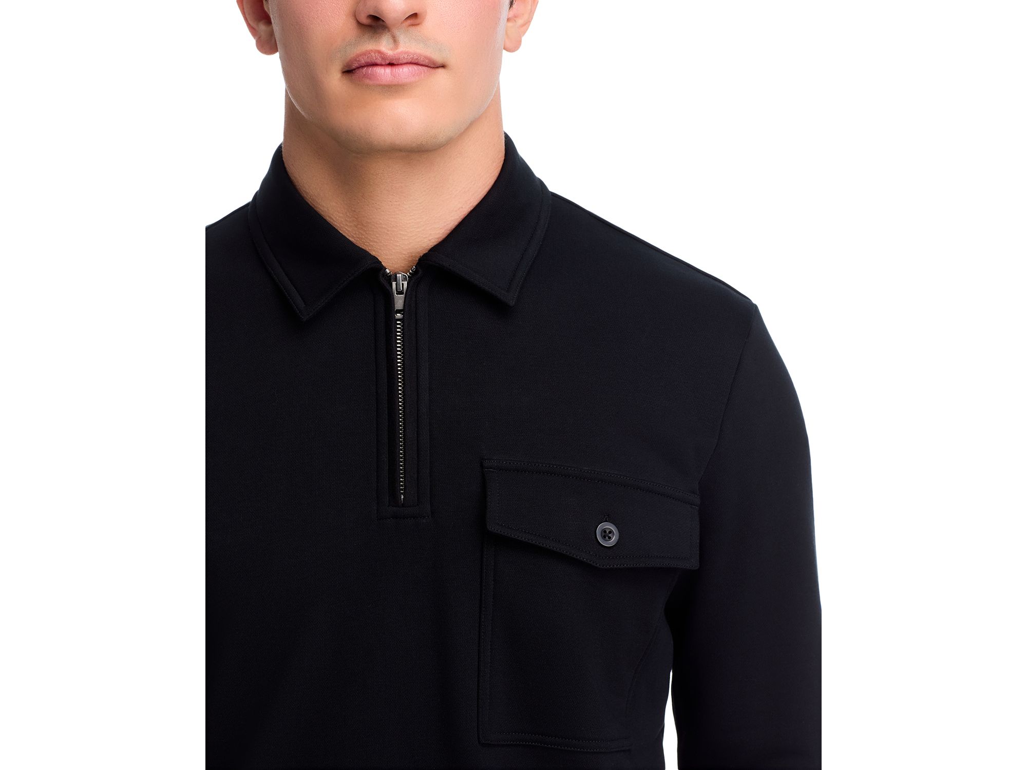 French Terry Long Sleeve Zip Polo Shirt — Image 4
