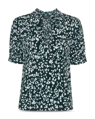 Animal Tie Neck Blouse 