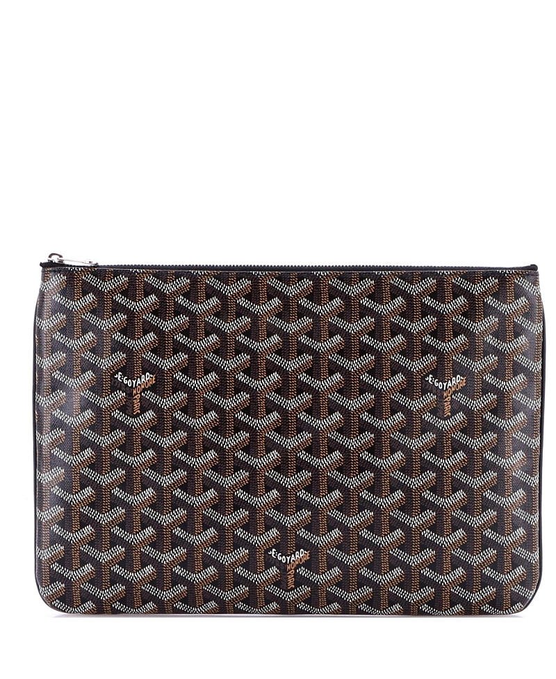 Pre-owned Pre-owned Goyard Goyard Mm Senat Zip Pouch Coated Canvas In Black