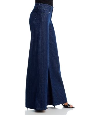 Quincy High Rise Wide Leg Jeans in Ebony Stripe