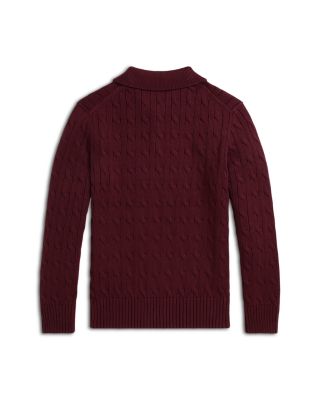 Boys' Cable Knit Cotton Polo Sweater - Big Kid
