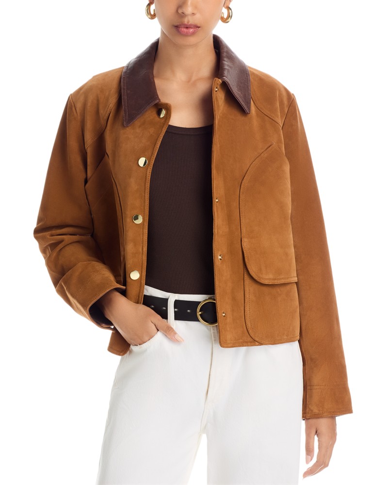 Veronica Beard Walters Cropped Barn Jacket in Whisky