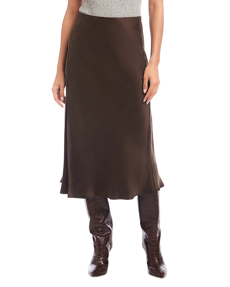 Fifteen Twenty Brielle Side Slit Midi Skirt In Brown