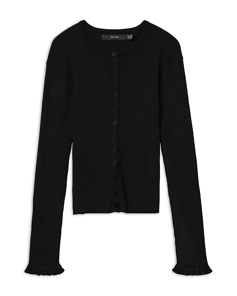 Vero Moda Ruffled Cuff Cardigan In Black