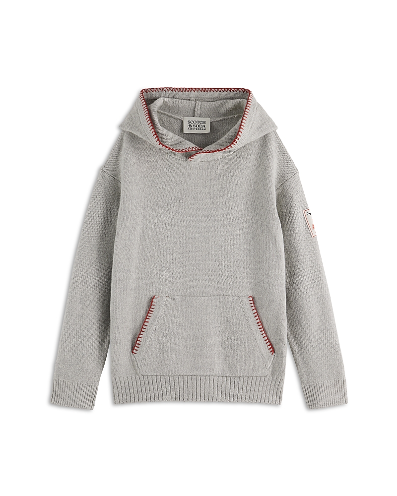 Scotch & Soda Boys' Relaxed Fit Embroidered Hoodie - Big Kid In Gray