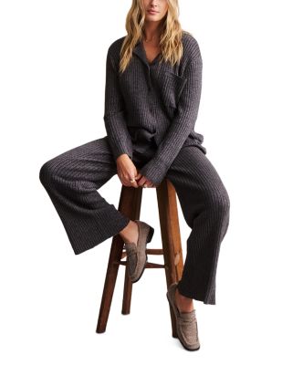 CozyChic Ultra Lite Lurex Rib Button Front Shirt & Wide Leg Pant 