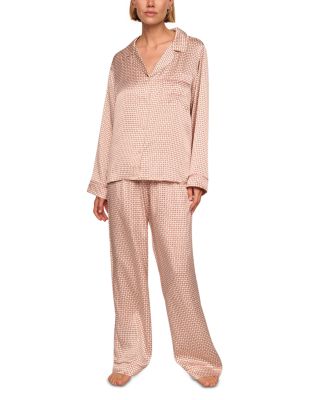 Inez Printed Washable Silk Long Pajama Set