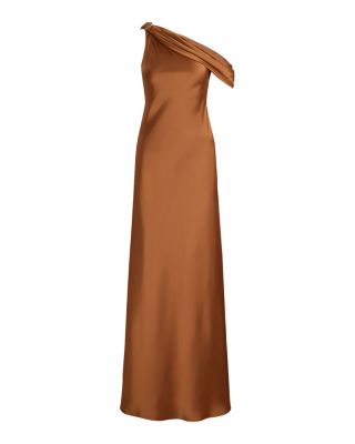 Buckle Trim Satin Off The Shoulder Gown
