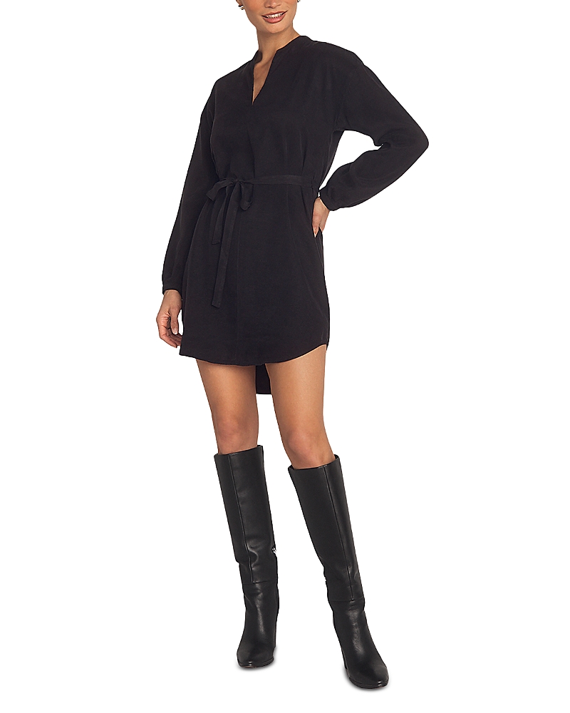 Bella Dahl Long Sleeve Belted Mini Dress In Black