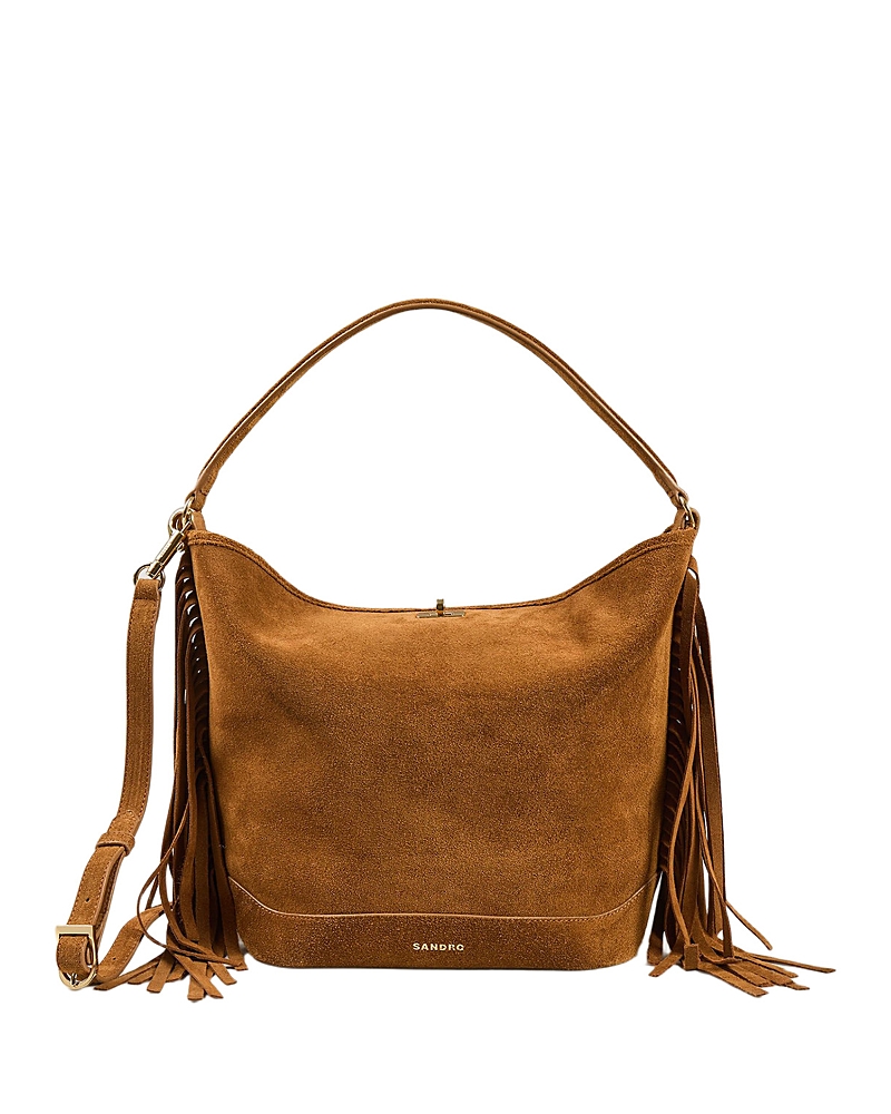 Sandro Fringed Suede Bucket Bag