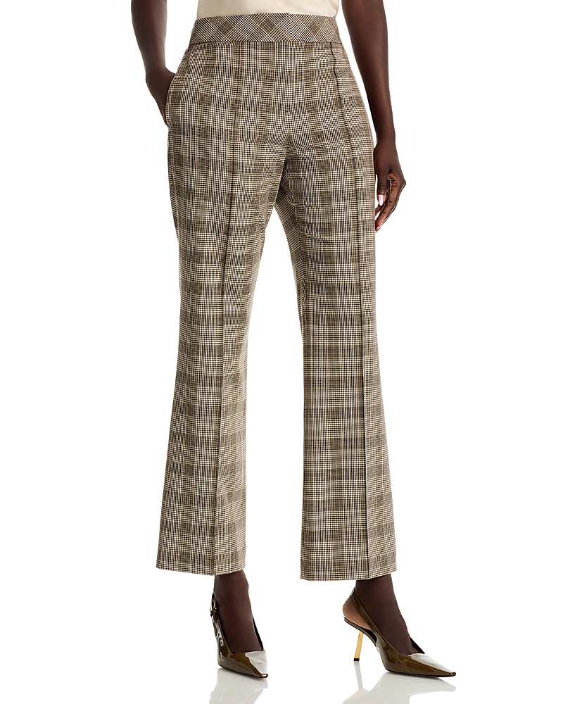 Elie Tahari The Elodie Check Print Wide Leg Pants In Brown