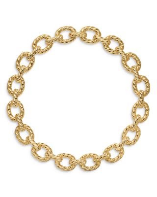 Sculpted Cable Oval Link Necklace in 18K Yellow Gold, 18mm