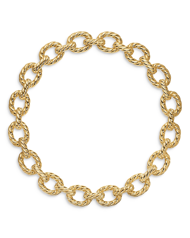 David Yurman Sculpted Cable Oval Link Necklace in 18K Yellow Gold, 18mm