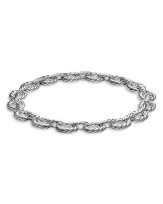 Sculpted Cable Oval Link Necklace in Sterling Silver, 18mm