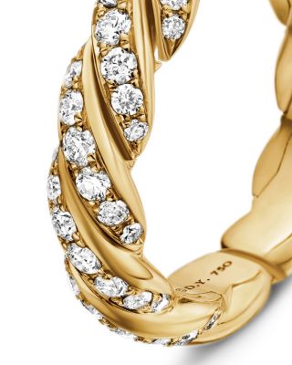 Sculpted Cable Flex Band Ring in 18K Yellow Gold with Diamonds, 5mm