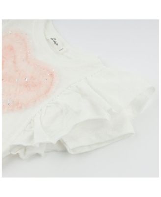 Girls' Ruffle Heart Tulle Applique Butterfly Tee - Baby, Little Kid