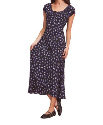 Gathered Neckline Midi Dress