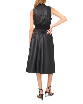 Faux Leather Combo Midi Dress
