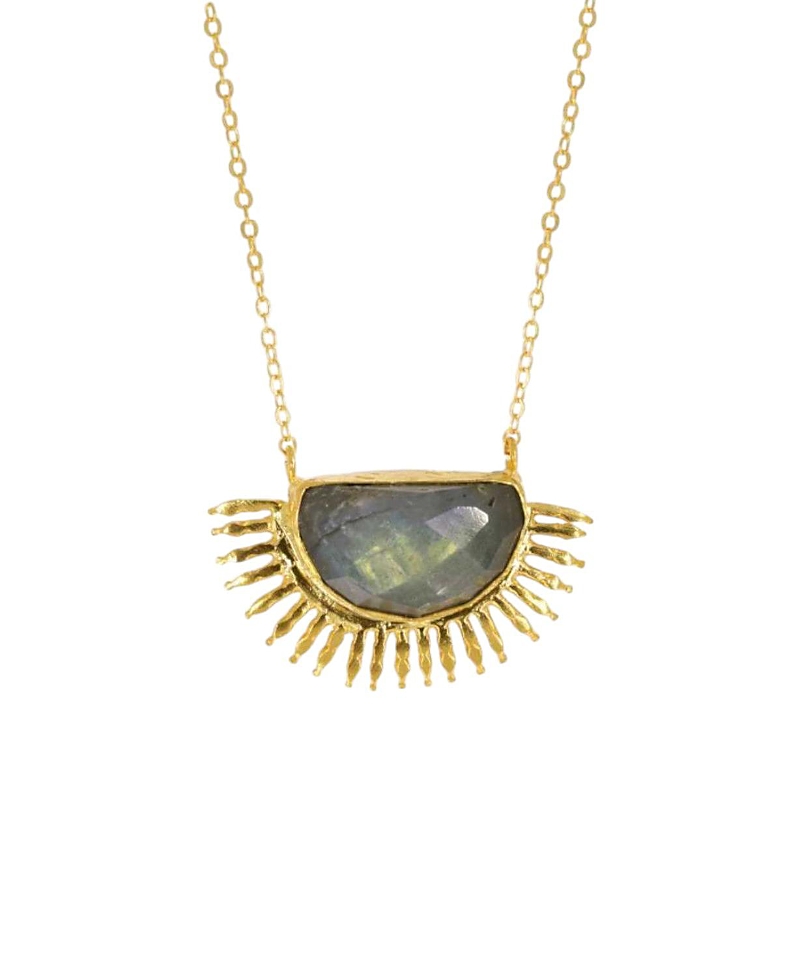 Ottoman Hands Sunrise Labradorite Pendant Necklace
