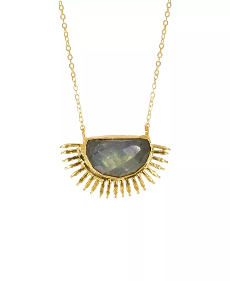 Ottoman Hands Sunrise Labradorite Pendant Necklace