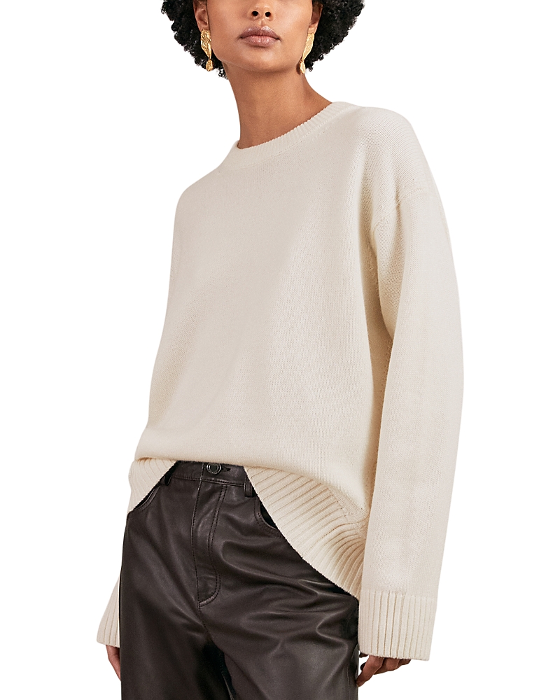 Reiss Cream Wool-cashmere Crew-neck Jumper In Multi