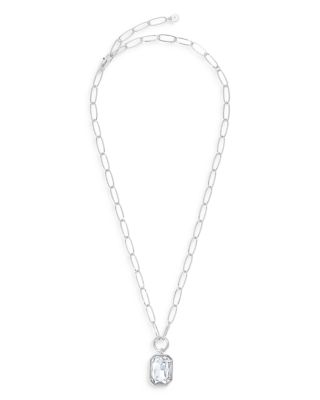 Stone Bezel Deco Pendant Necklace, 15-20"