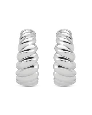 Modern Ribbed Small Hoop Earrings