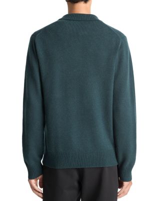 Wool and Cashmere Long Sleeve Zip Polo