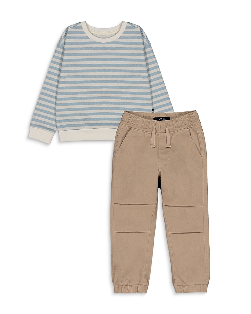 Joe's Jeans Boys' Striped Sweatshirt & Stretch Twill Jogger Pants Set - Little Kid In Blue