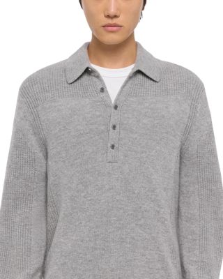 Relaxed Fit Block Knit Wool Polo Sweater  